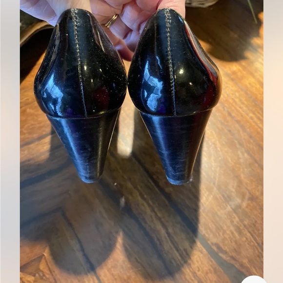 Coach Women’s Black Patent Leather Precious Q1383 A3255 Wedge Shoes Size 7M NEW! - Picture 4 of 12